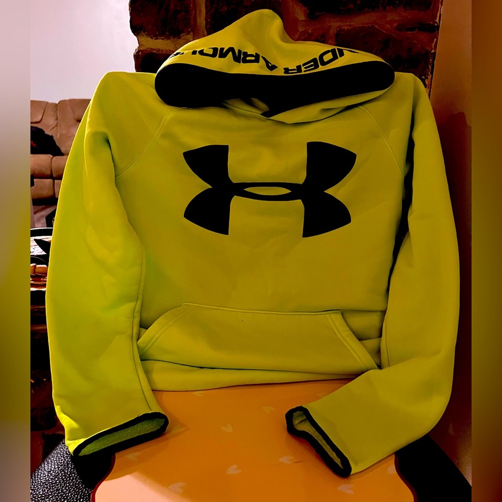 Youth men’s under armor neon yellow hoodie